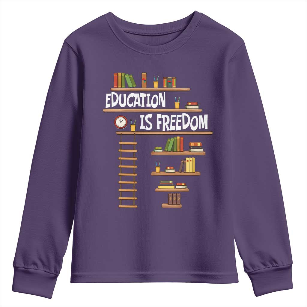 Education Is Freedom Youth Sweatshirt African American History Africa Map Books TS12 Purple Print Your Wear