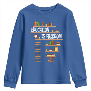 Education Is Freedom Youth Sweatshirt African American History Africa Map Books TS12 Royal Blue Print Your Wear
