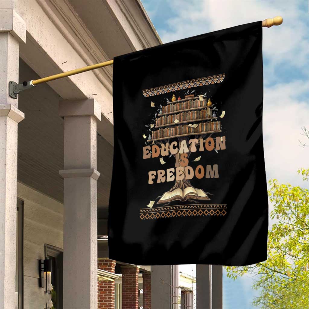 Education Is Freedom Teacher Gift Garden Flag Inspirational Africa Map Book Stack TS12 Print Your Wear
