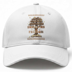 Education Is Freedom Teacher Gift Baseball Cap Inspirational Africa Map Book Stack TS12 Print Your Wear