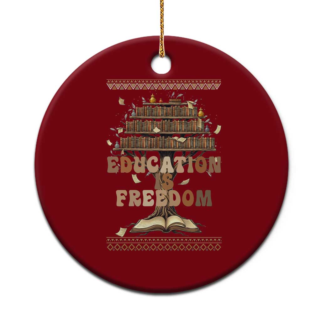 Education Is Freedom Teacher Gift Ceramic Ornament Inspirational Africa Map Book Stack TS12 1pc Red Print Your Wear