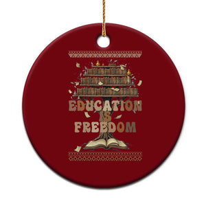 Education Is Freedom Teacher Gift Ceramic Ornament Inspirational Africa Map Book Stack TS12 1pc Red Print Your Wear