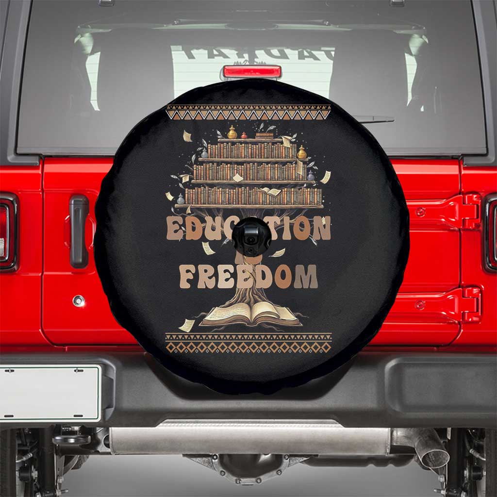 Education Is Freedom Teacher Gift Spare Tire Cover Inspirational Africa Map Book Stack TS12 Black Print Your Wear