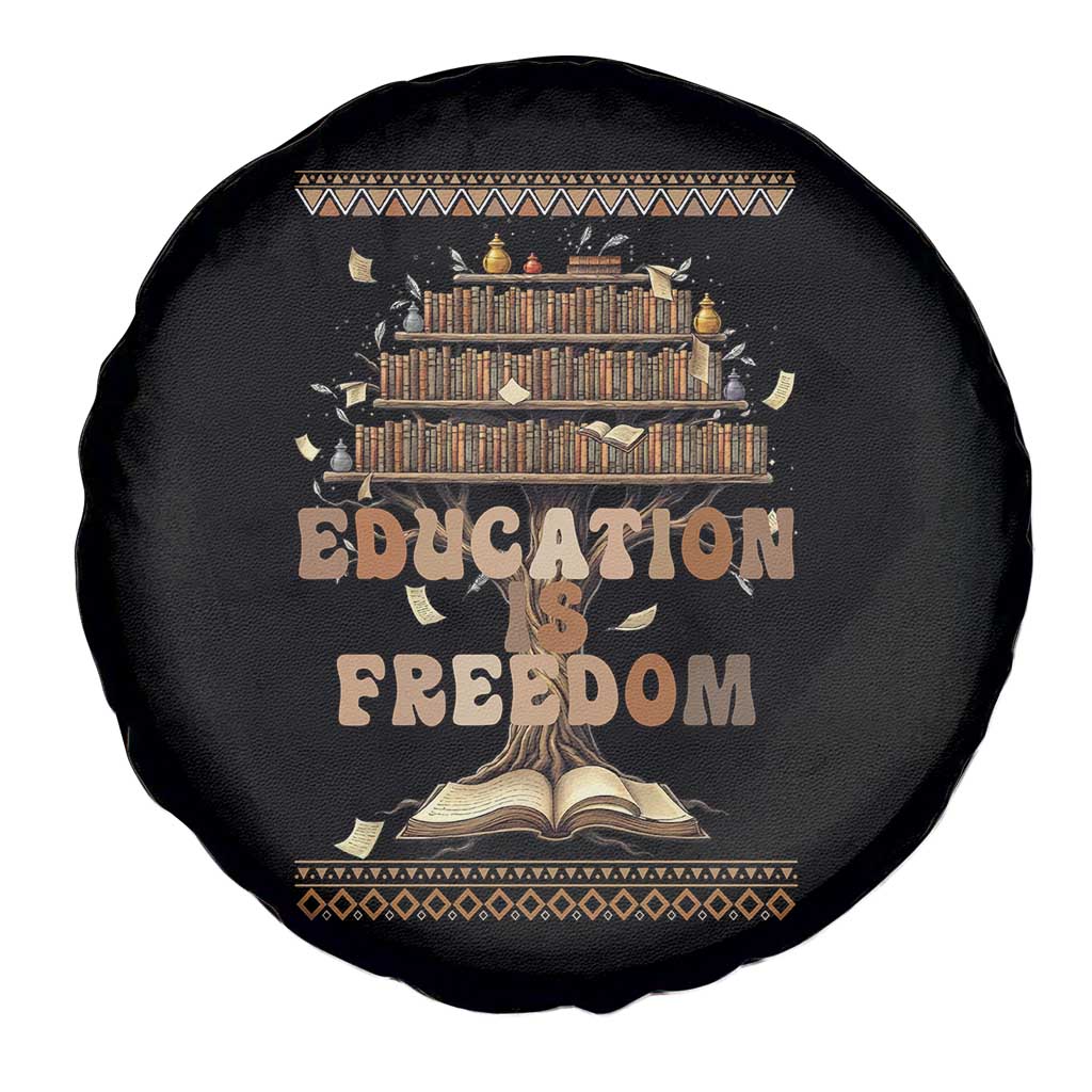 Education Is Freedom Teacher Gift Spare Tire Cover Inspirational Africa Map Book Stack TS12 Print Your Wear