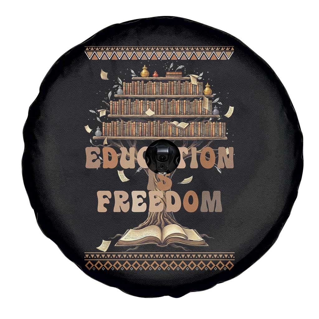 Education Is Freedom Teacher Gift Spare Tire Cover Inspirational Africa Map Book Stack TS12 Print Your Wear