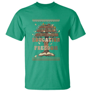 Education Is Freedom Teacher Gift T Shirt Inspirational Africa Map Book Stack TS12 Irish Green Print Your Wear