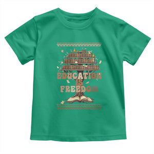 Education Is Freedom Teacher Gift Toddler T Shirt Inspirational Africa Map Book Stack TS12 Irish Green Print Your Wear