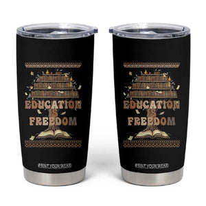 Education Is Freedom Teacher Gift Tumbler Cup Inspirational Africa Map Book Stack TS12 Black Print Your Wear