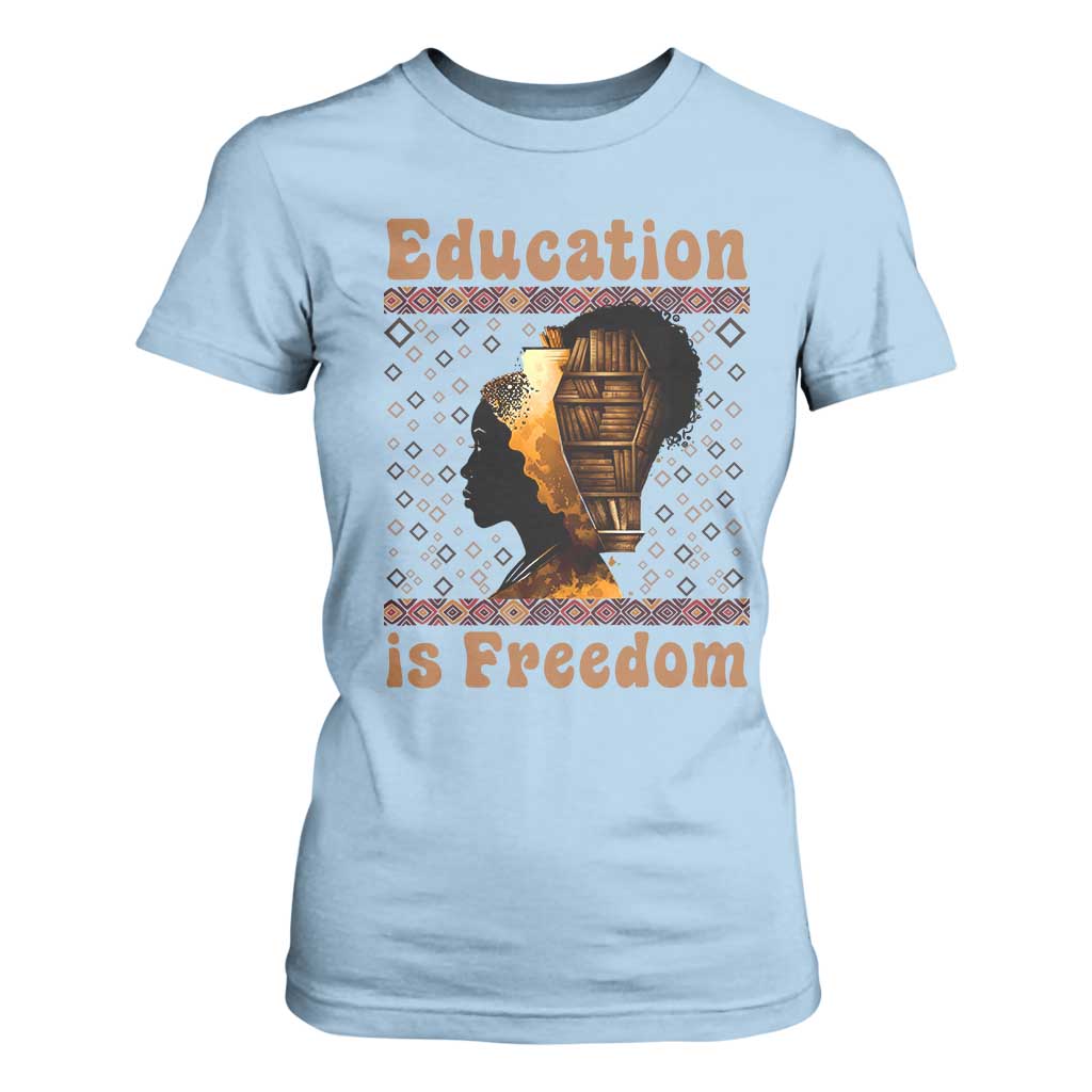 Education Is Freedom T Shirt For Women Black History Women Teacher Gift TS12 Light Blue Print Your Wear