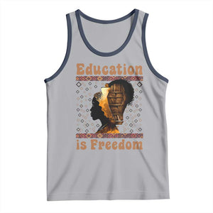 Education Is Freedom Tank Top Black History Women Teacher Gift TS12 Athletic Heather Navy Print Your Wear