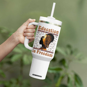 Education Is Freedom Tumbler With Handle Black History Women Teacher Gift TS12 Print Your Wear