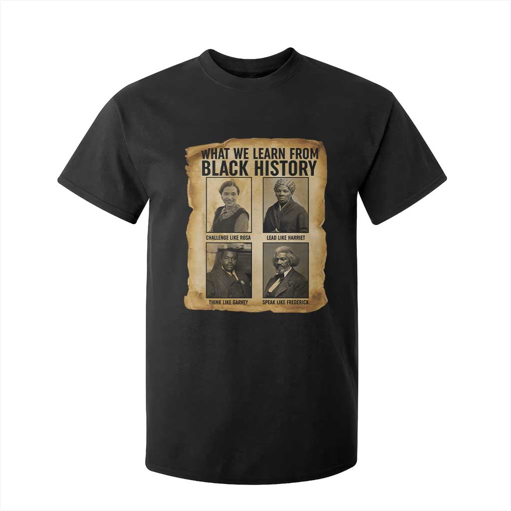 What We Learn From Black History T Shirt For Kid Vintage African American Leaders TS12 Black Print Your Wear