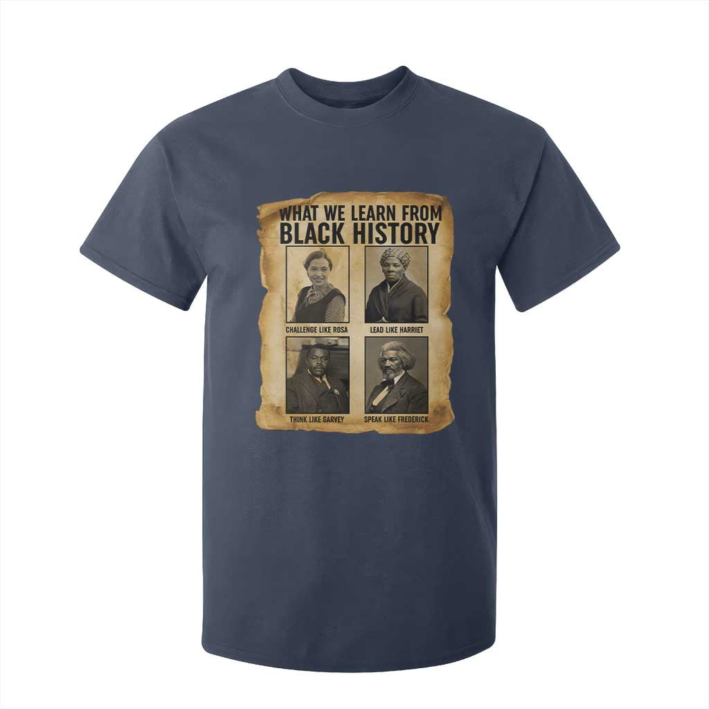 What We Learn From Black History T Shirt For Kid Vintage African American Leaders TS12 Navy Print Your Wear