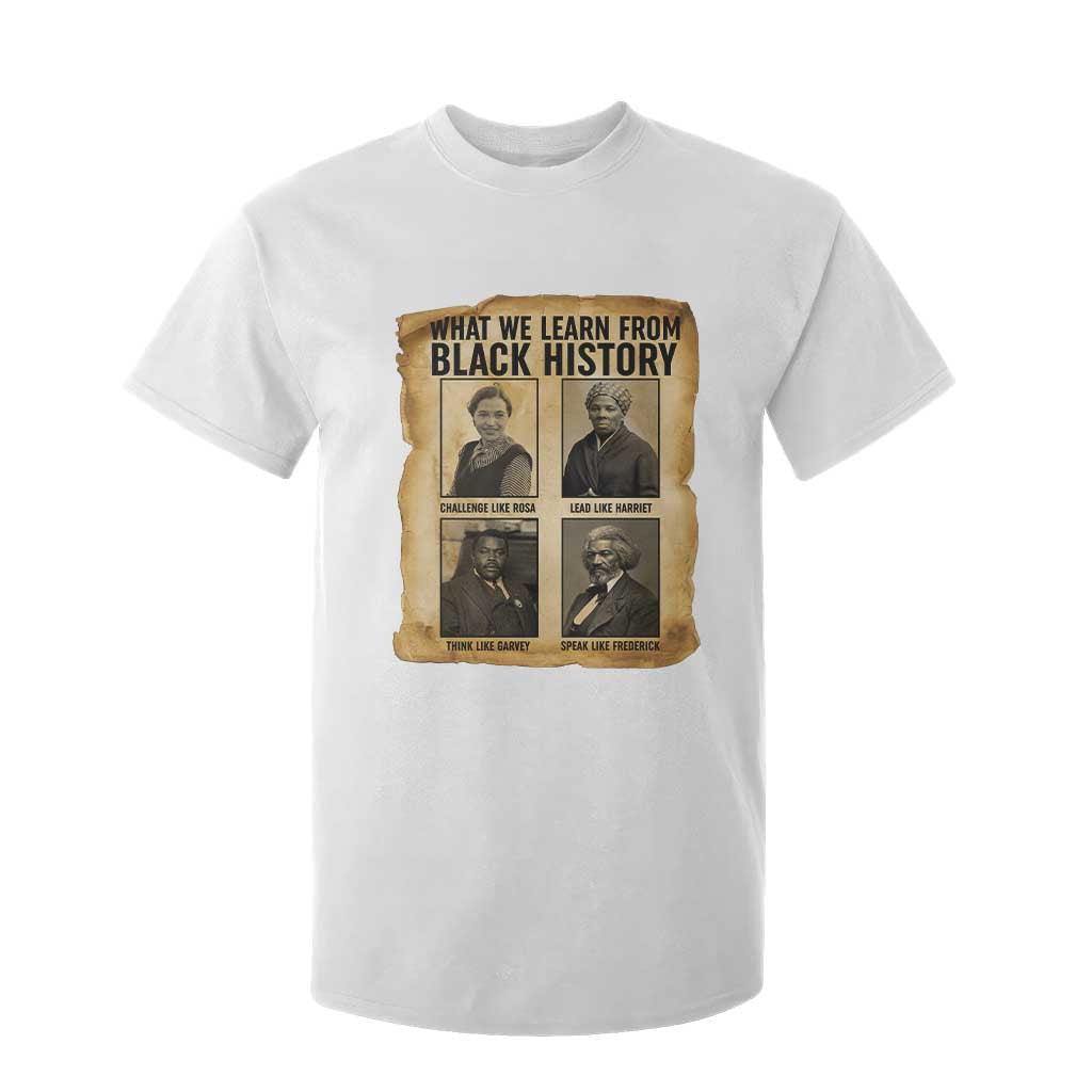 What We Learn From Black History T Shirt For Kid Vintage African American Leaders TS12 White Print Your Wear