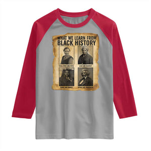 What We Learn From Black History Raglan Shirt Vintage African American Leaders TS12 Sport Gray Red Print Your Wear