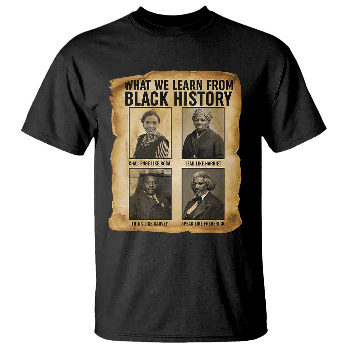 What We Learn From Black History T Shirt Vintage African American Leaders TS12 Black Print Your Wear