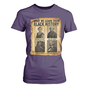 What We Learn From Black History T Shirt For Women Vintage African American Leaders TS12 Purple Print Your Wear