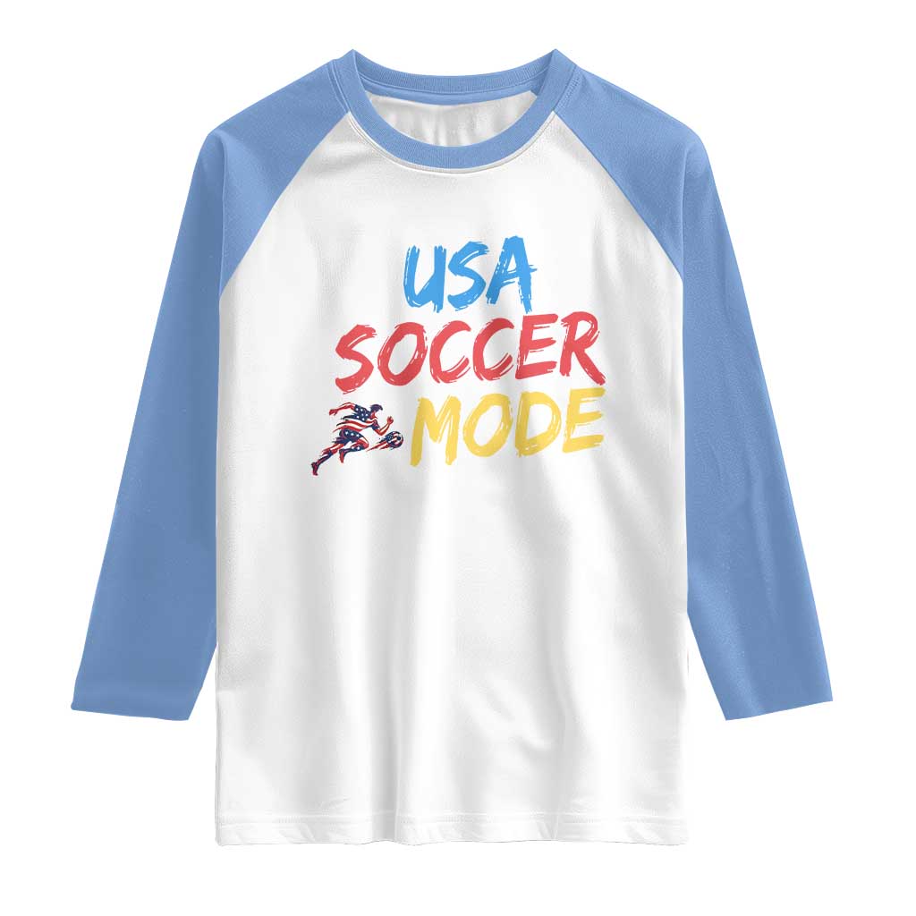 USA Soccer Mode Raglan Shirt United States Team Pride TS12 White Carolina Blue Print Your Wear