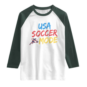 USA Soccer Mode Raglan Shirt United States Team Pride TS12 White Dark Forest Green Print Your Wear