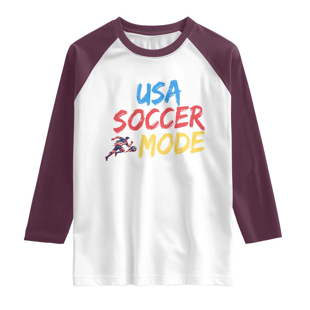 USA Soccer Mode Raglan Shirt United States Team Pride TS12 White Maroon Print Your Wear
