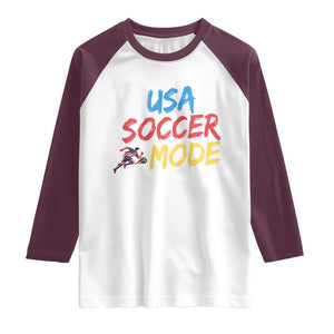 USA Soccer Mode Raglan Shirt United States Team Pride TS12 White Maroon Print Your Wear