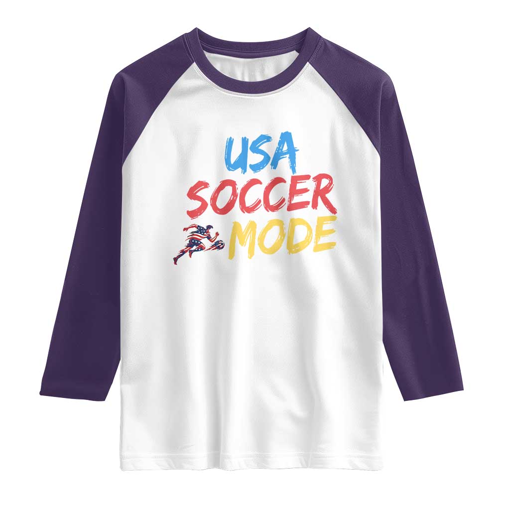USA Soccer Mode Raglan Shirt United States Team Pride TS12 White Purple Print Your Wear