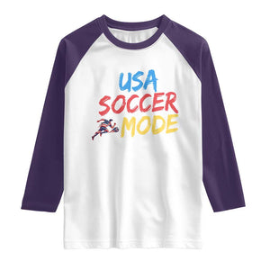 USA Soccer Mode Raglan Shirt United States Team Pride TS12 White Purple Print Your Wear