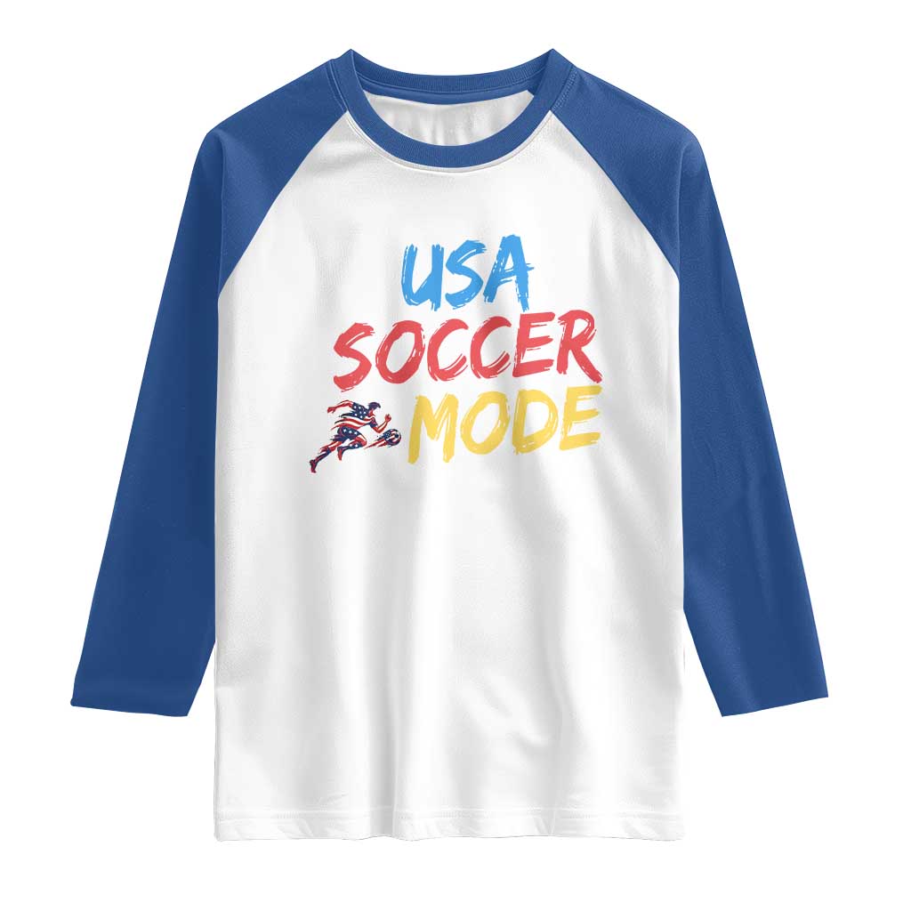 USA Soccer Mode Raglan Shirt United States Team Pride TS12 White Royal Print Your Wear