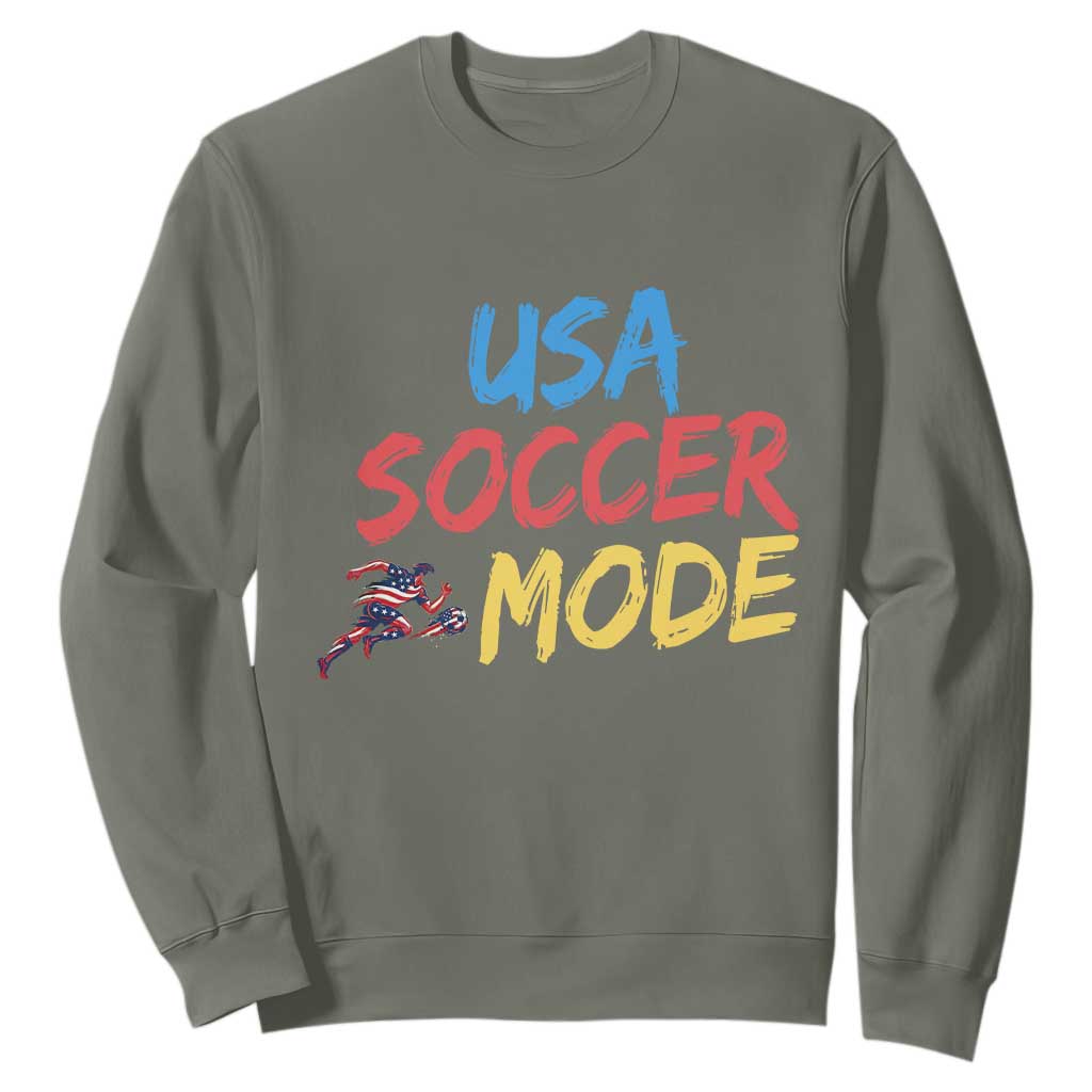 USA Soccer Mode Sweatshirt United States Team Pride TS12 Military Green Print Your Wear