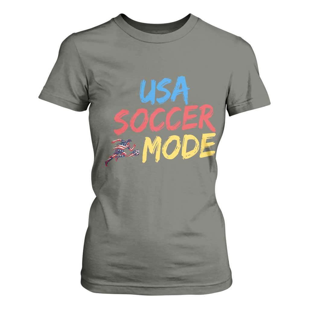 USA Soccer Mode T Shirt For Women United States Team Pride TS12 Military Green Print Your Wear