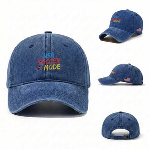 USA Soccer Mode Washed Cotton Baseball Cap United States Team Pride TS12 Washed Cap Universal Fit Royal Blue Print Your Wear
