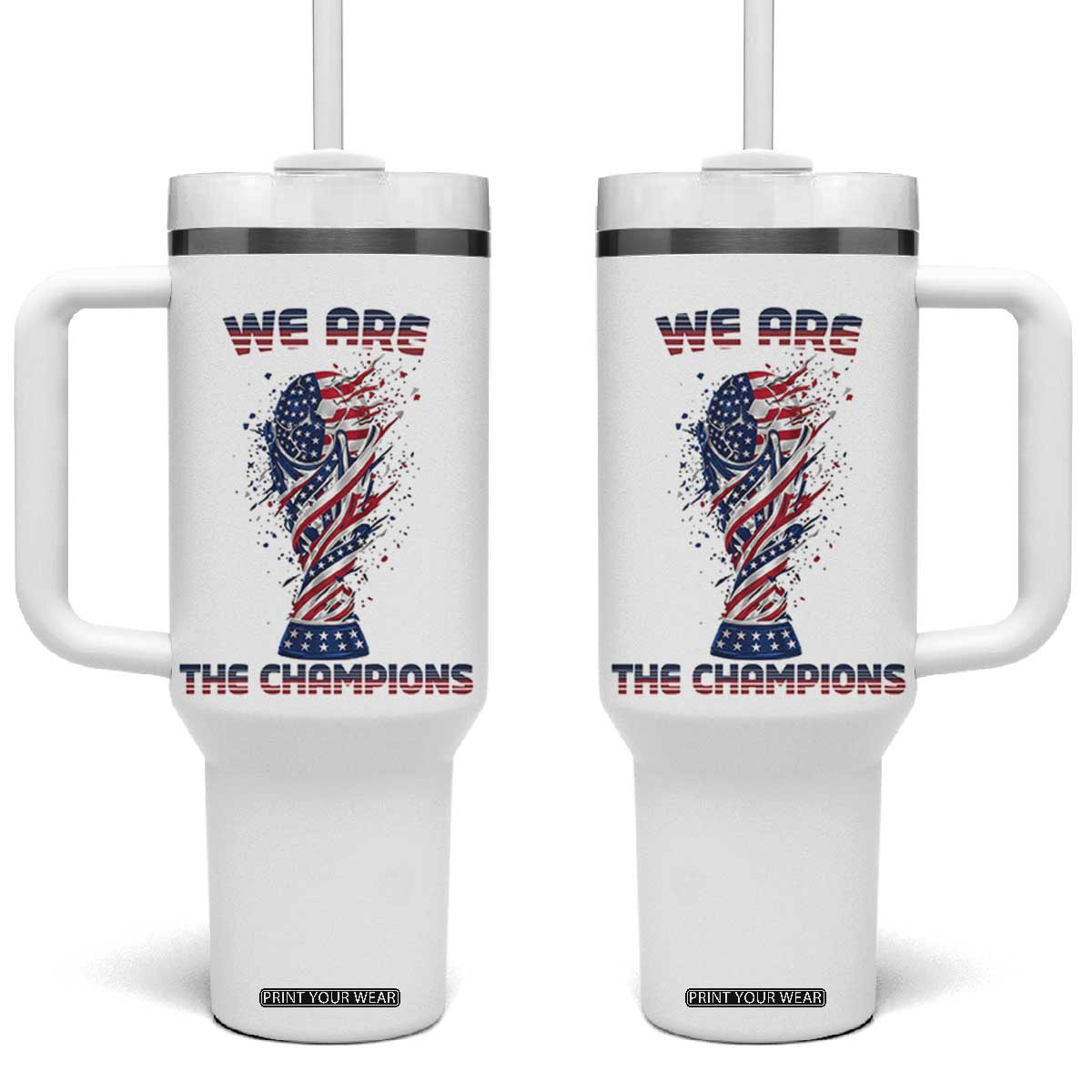 We Are Champions Tumbler With Handle USA Soccer Lover Gift TS12 One Size: 40 oz White Print Your Wear