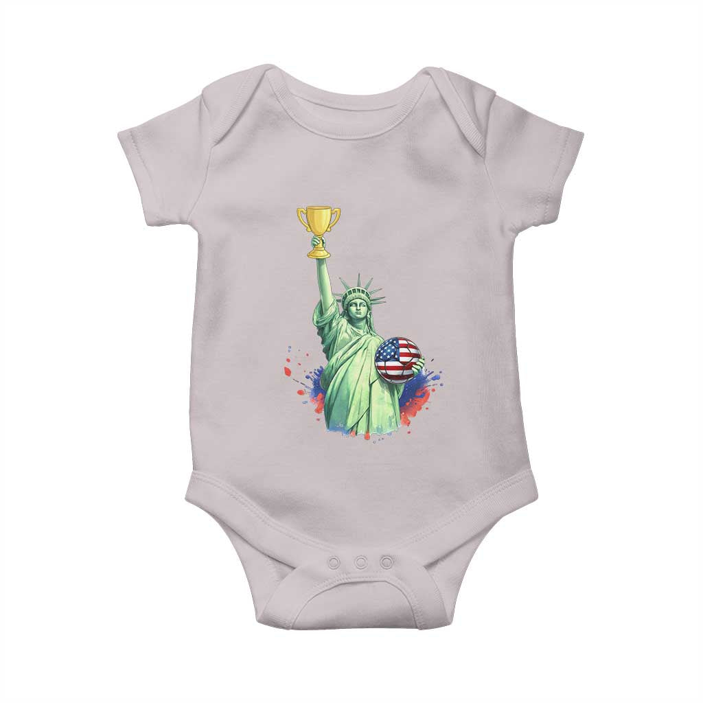 Statue Of Liberty Soccer Cup Baby Onesie USA Soccer Lover Gift TS12 Ice Gray Print Your Wear
