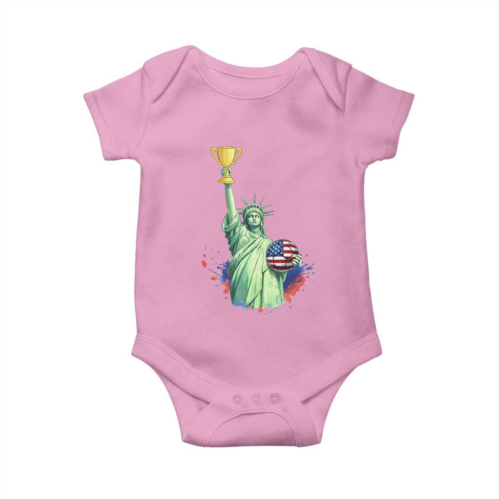 Statue Of Liberty Soccer Cup Baby Onesie USA Soccer Lover Gift TS12 Light Pink Print Your Wear