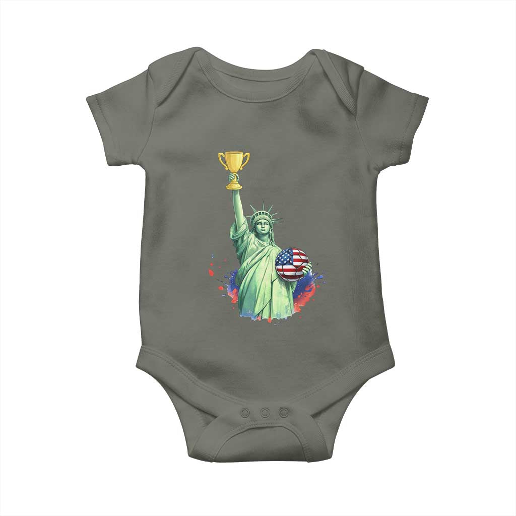 Statue Of Liberty Soccer Cup Baby Onesie USA Soccer Lover Gift TS12 Military Green Print Your Wear