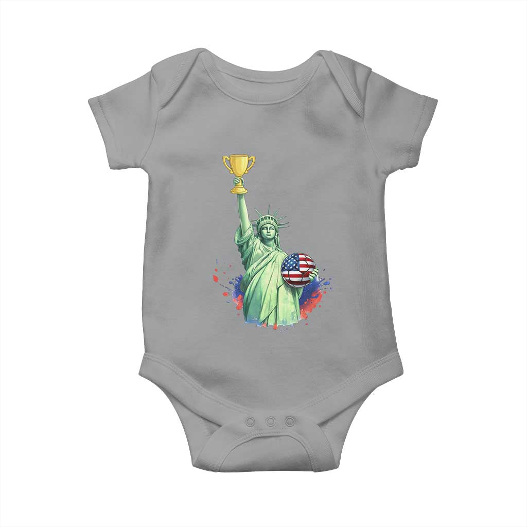 Statue Of Liberty Soccer Cup Baby Onesie USA Soccer Lover Gift TS12 Sport Gray Print Your Wear