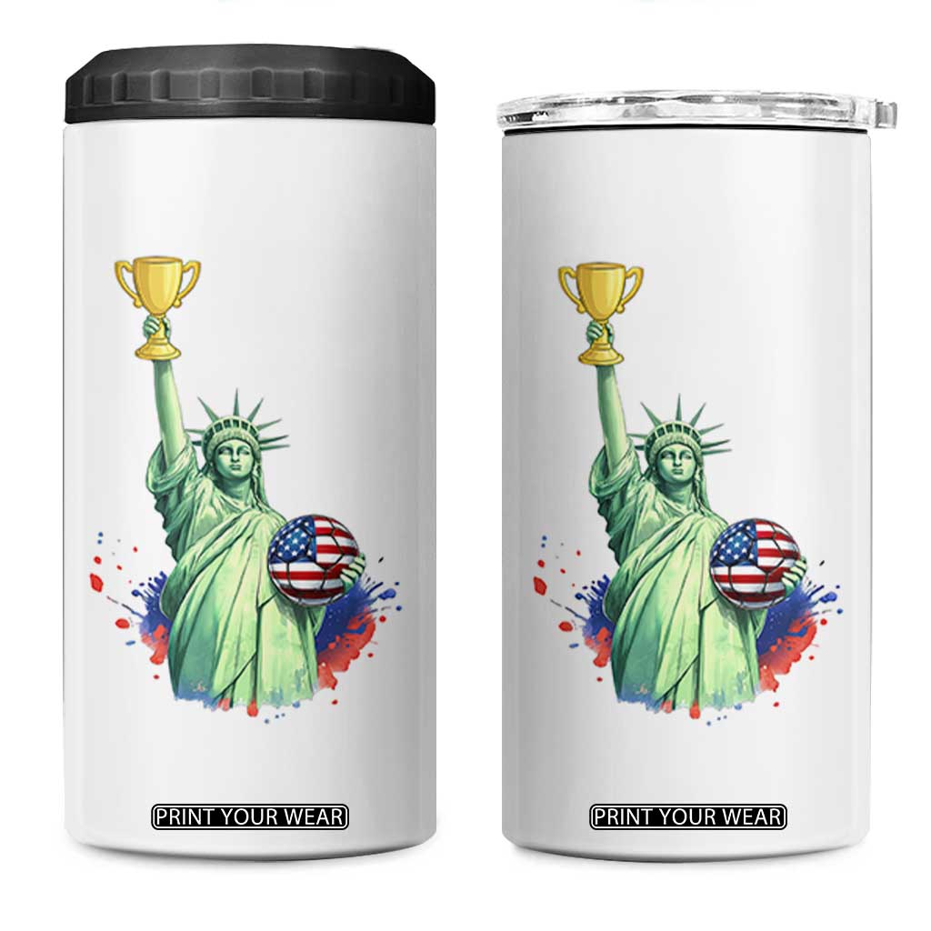 Statue Of Liberty Soccer Cup 4 in 1 Can Cooler Tumbler USA Soccer Lover Gift TS12 One Size: 16 oz White Print Your Wear