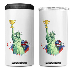 Statue Of Liberty Soccer Cup 4 in 1 Can Cooler Tumbler USA Soccer Lover Gift TS12 One Size: 16 oz White Print Your Wear