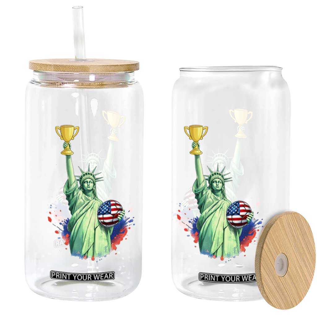 Statue Of Liberty Soccer Cup Glass Can USA Soccer Lover Gift TS12 Print Your Wear