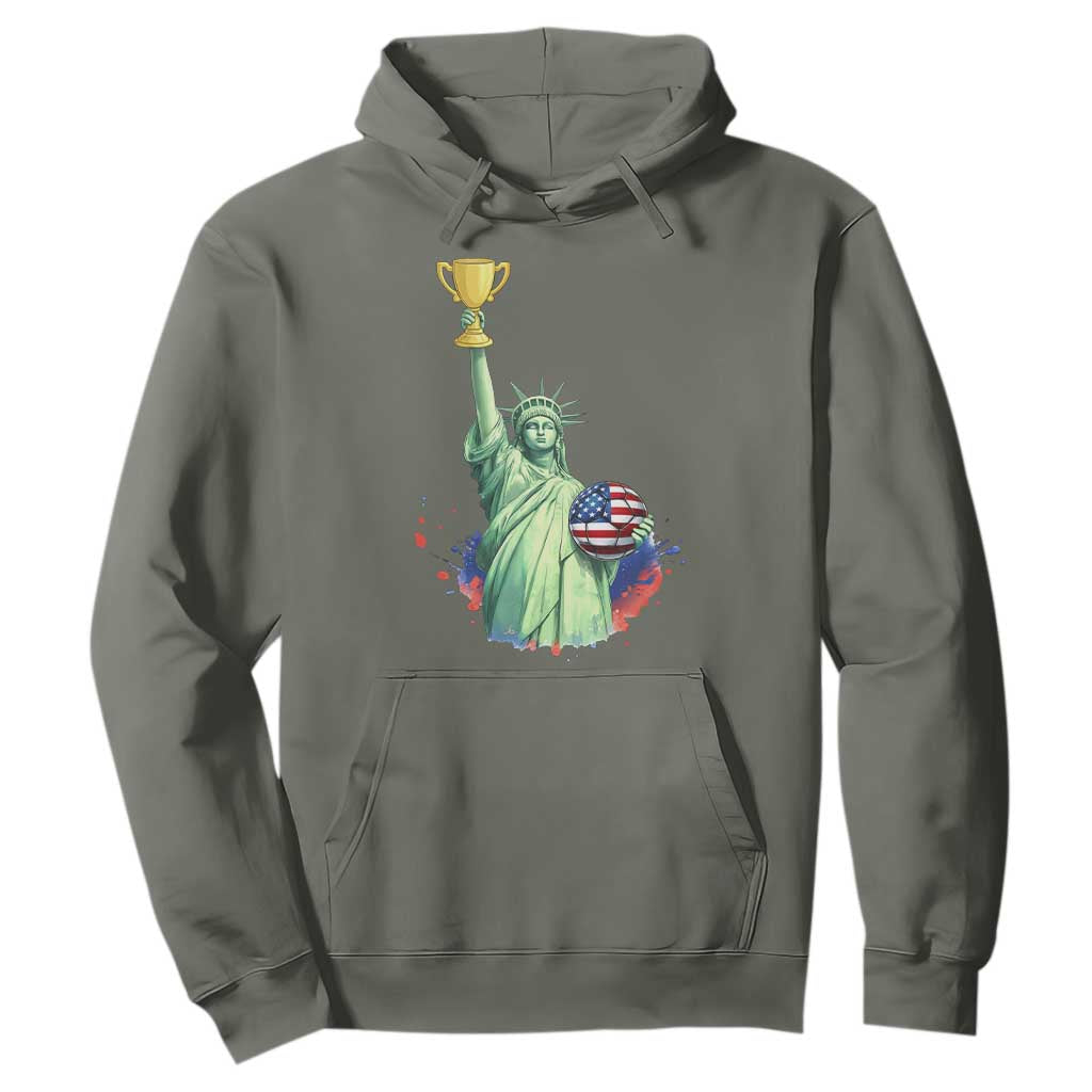 Statue Of Liberty Soccer Cup Hoodie USA Soccer Lover Gift TS12 Military Green Print Your Wear