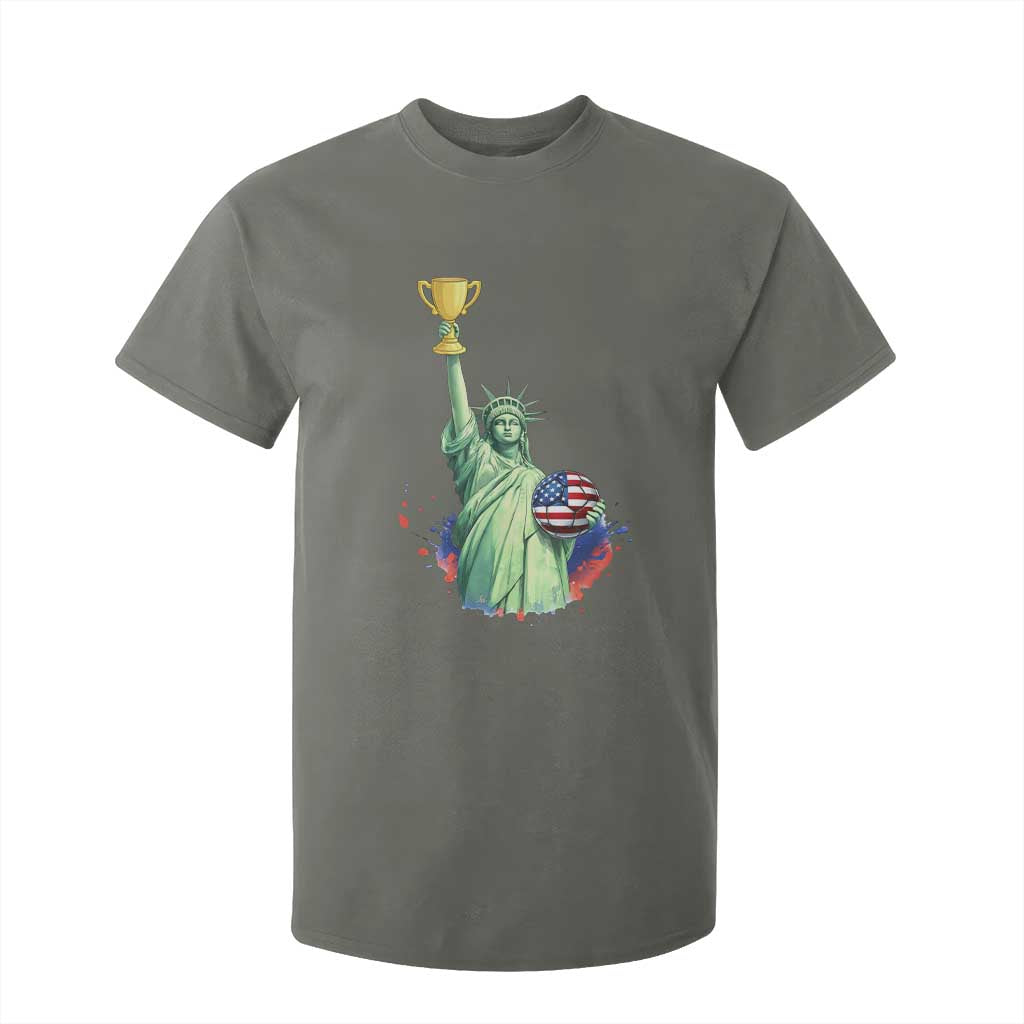 Statue Of Liberty Soccer Cup T Shirt For Kid USA Soccer Lover Gift TS12 Military Green Print Your Wear