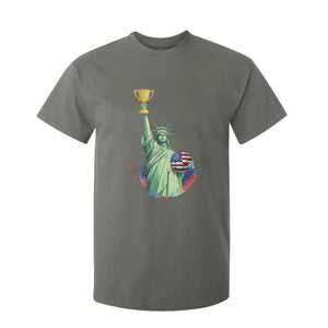 Statue Of Liberty Soccer Cup T Shirt For Kid USA Soccer Lover Gift TS12 Military Green Print Your Wear