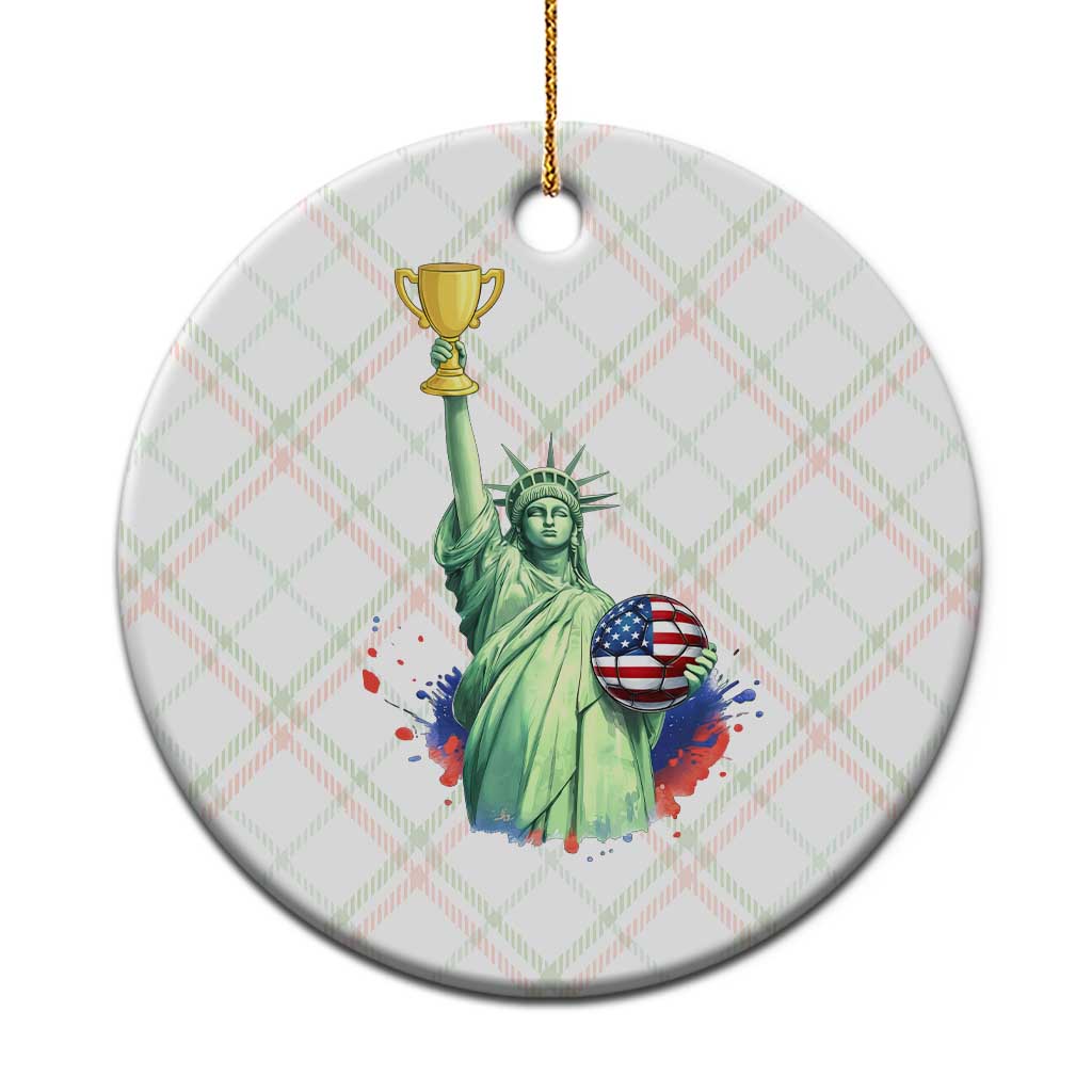 Statue Of Liberty Soccer Cup Ceramic Ornament USA Soccer Lover Gift TS12 1pc Christmas Plaid Print Your Wear