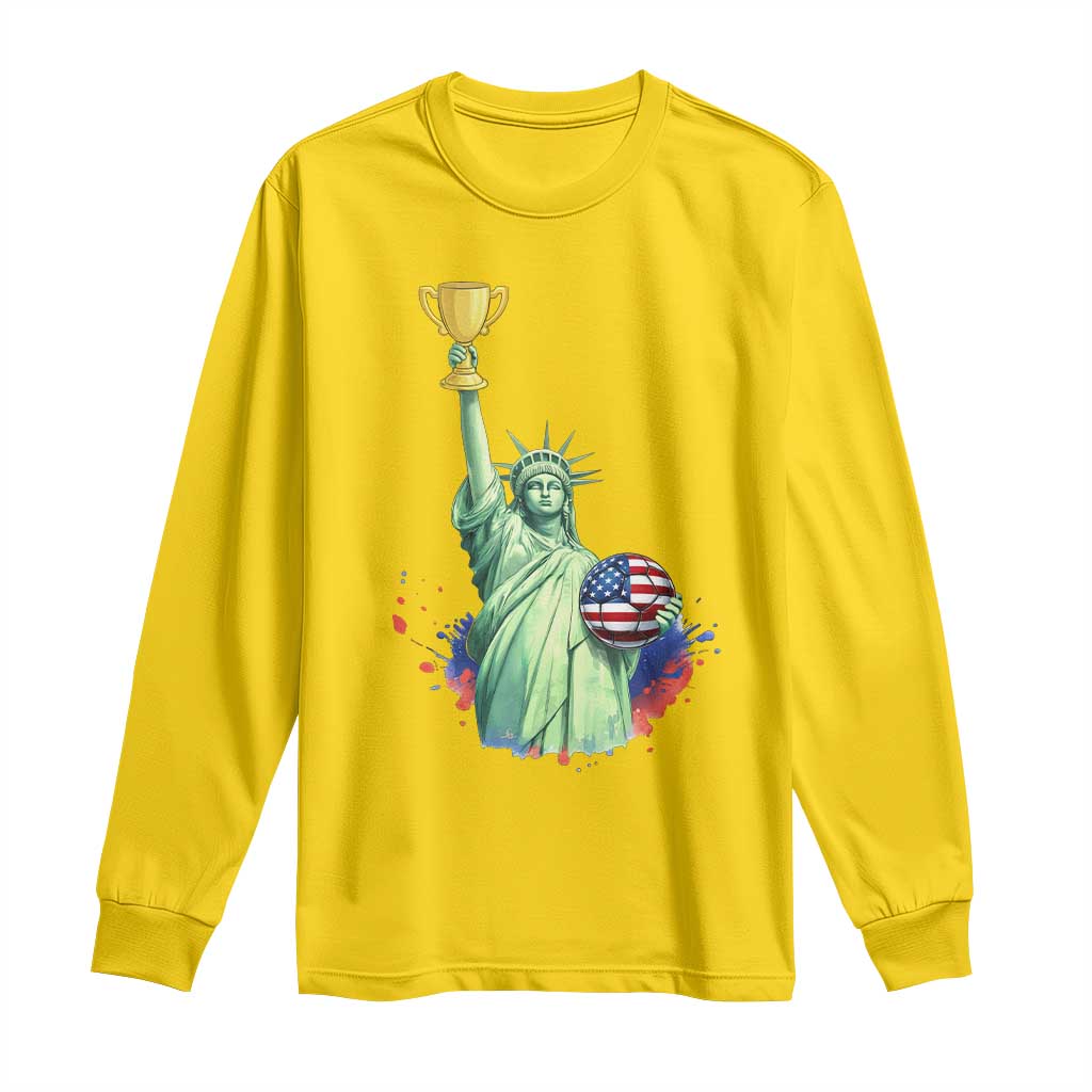 Statue Of Liberty Soccer Cup Long Sleeve Shirt USA Soccer Lover Gift TS12 Daisy Print Your Wear