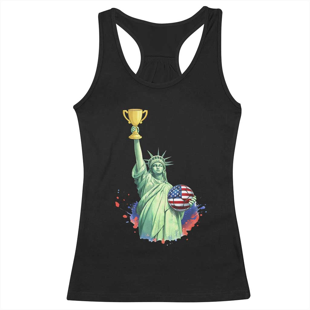 Statue Of Liberty Soccer Cup Racerback Tank Top USA Soccer Lover Gift TS12 Black Print Your Wear