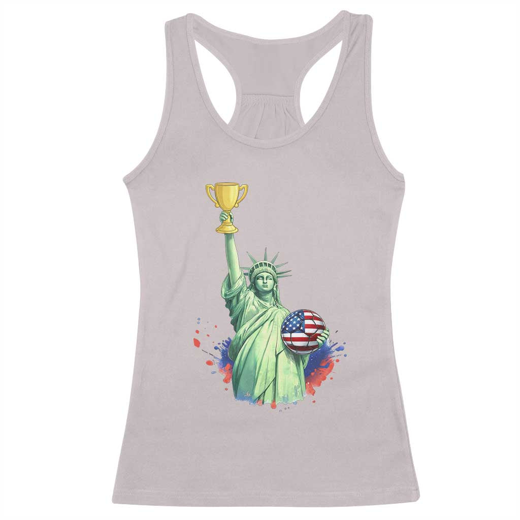 Statue Of Liberty Soccer Cup Racerback Tank Top USA Soccer Lover Gift TS12 Ice Gray Print Your Wear