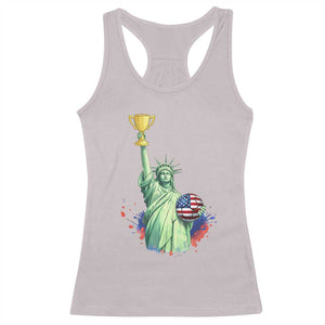Statue Of Liberty Soccer Cup Racerback Tank Top USA Soccer Lover Gift TS12 Ice Gray Print Your Wear