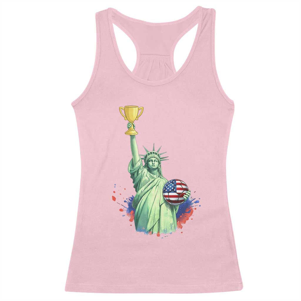 Statue Of Liberty Soccer Cup Racerback Tank Top USA Soccer Lover Gift TS12 Light Pink Print Your Wear