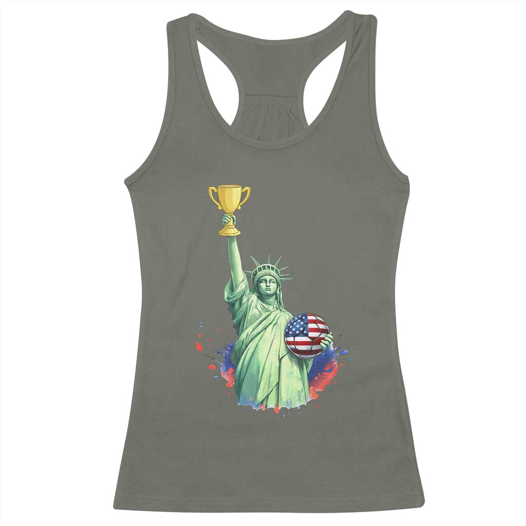 Statue Of Liberty Soccer Cup Racerback Tank Top USA Soccer Lover Gift TS12 Military Green Print Your Wear