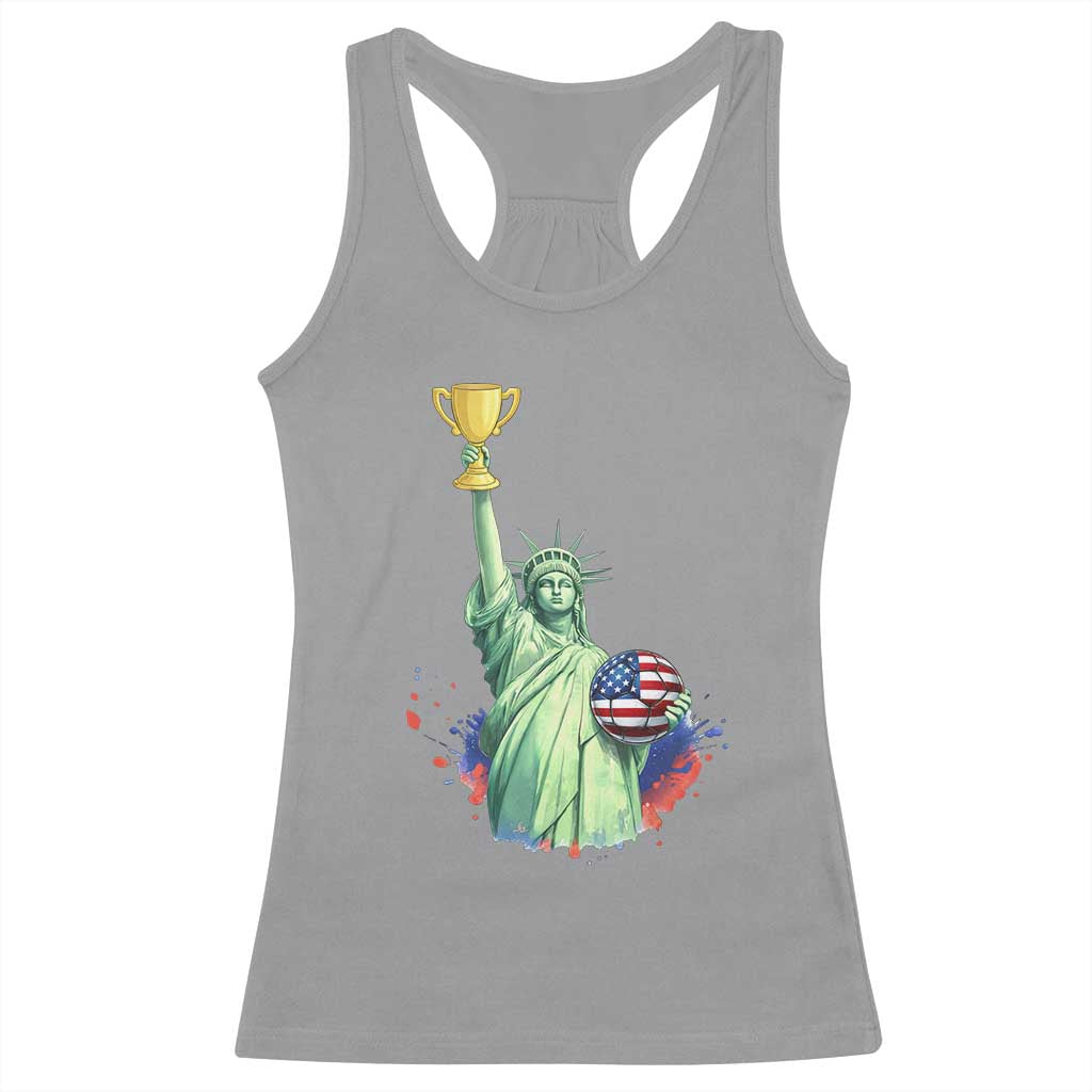 Statue Of Liberty Soccer Cup Racerback Tank Top USA Soccer Lover Gift TS12 Sport Gray Print Your Wear